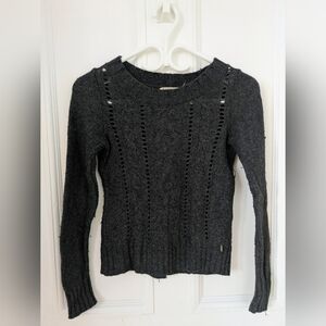 Garage Dark Charcoal Cable-Style Crewneck Sweater